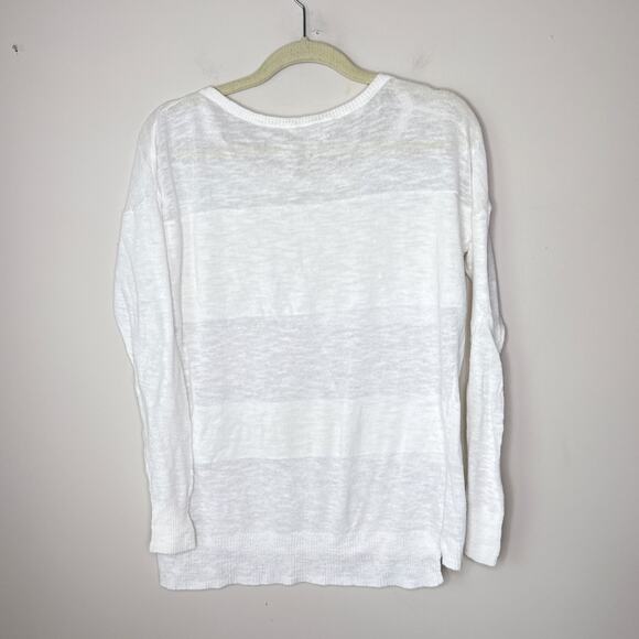 Athleta Sunrise Sweater in Bright White Size Medium Lightweight Summer Beachy - Picture 2 of 8